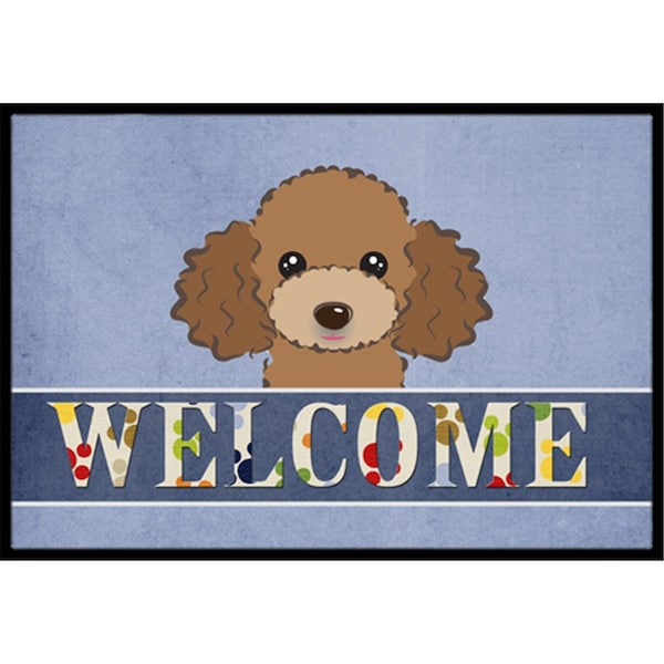 Carolines Treasures Chocolate Brown Poodle Welcome Indoor & Outdoor Mat, 18 x 27 in. CA77383 - main